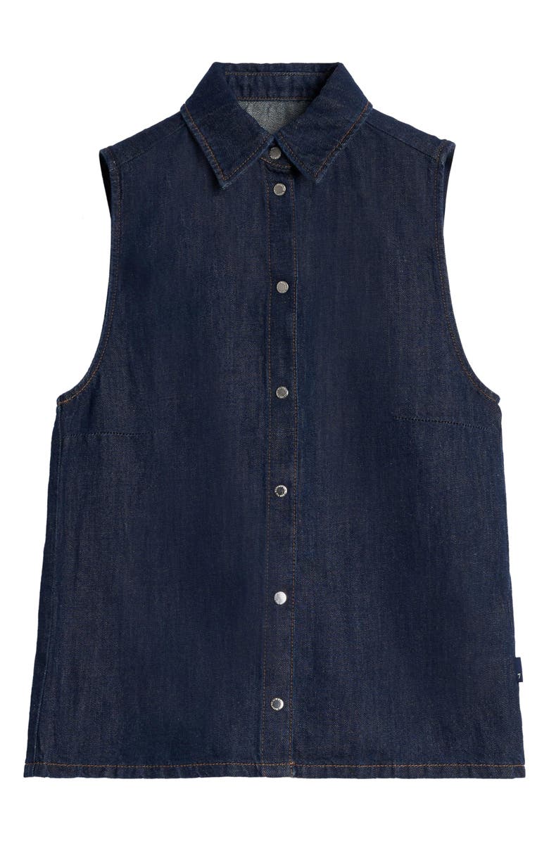 7 For All Mankind Sleeveless Cotton & Linen Denim Snap-Up Shirt, Alternate, color, Blossom