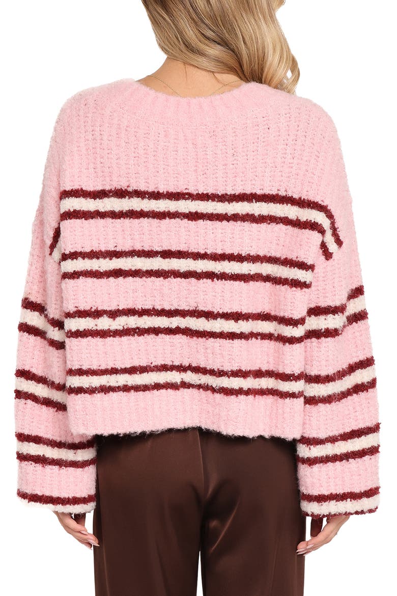 Albertine Bouclé Crop Cardigan, Alternate, color, PINK STRIPE
