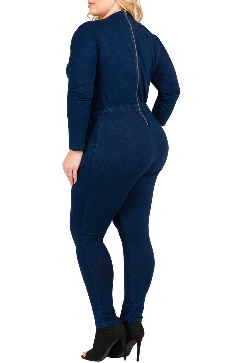 Lucy Knit Denim Jumpsuit, Alternate, color, BLUE