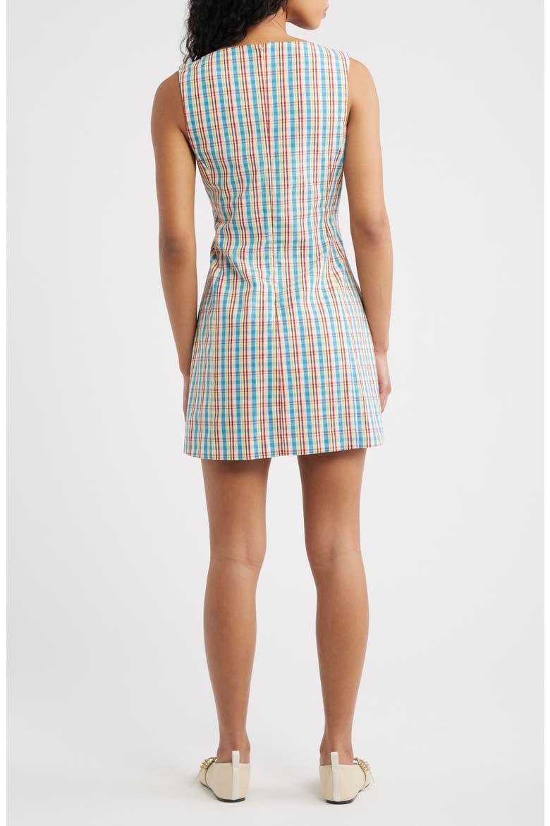 theory a line mini dress in checked linen blend Women's Theory Mini Dresses