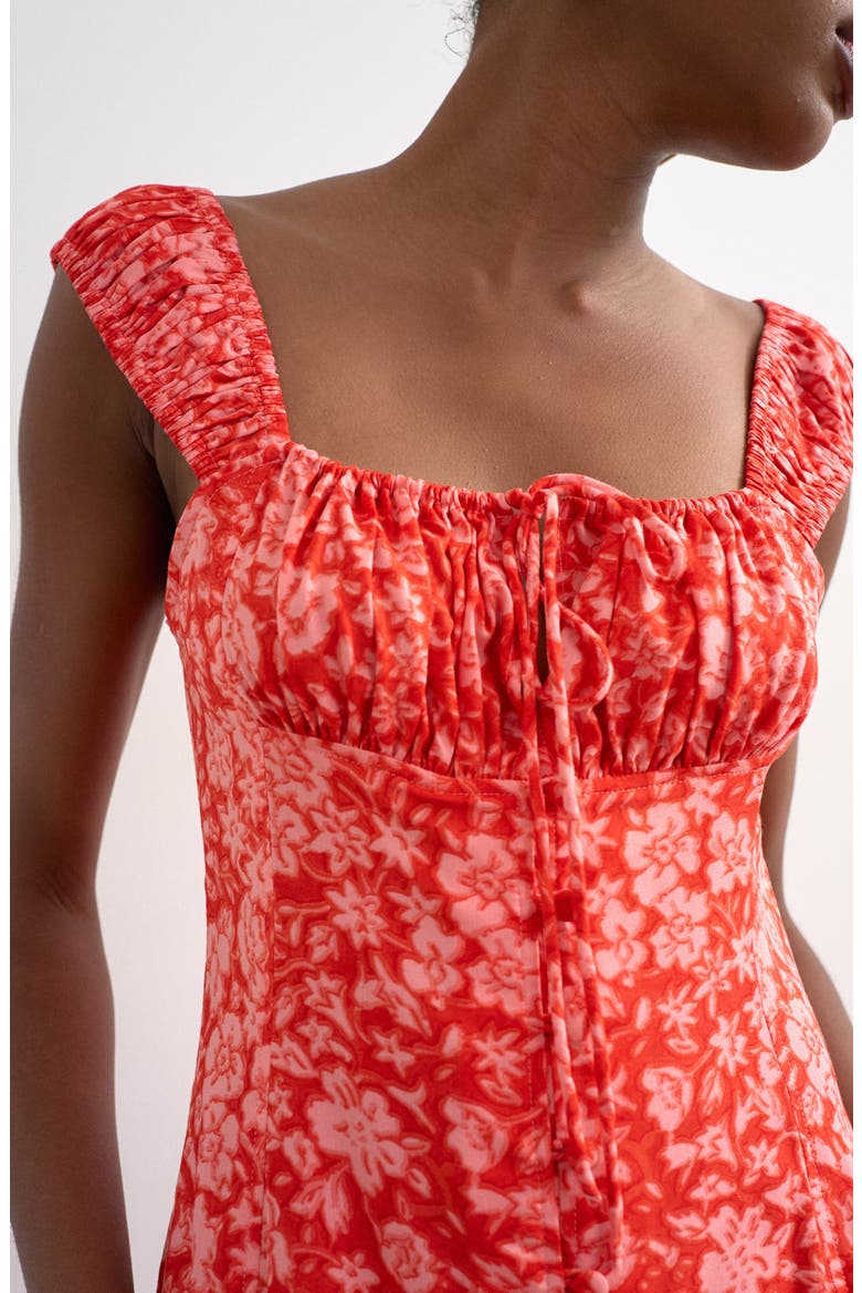 Button Front Cap Sleeve Maxi Dress, Alternate, color, RED