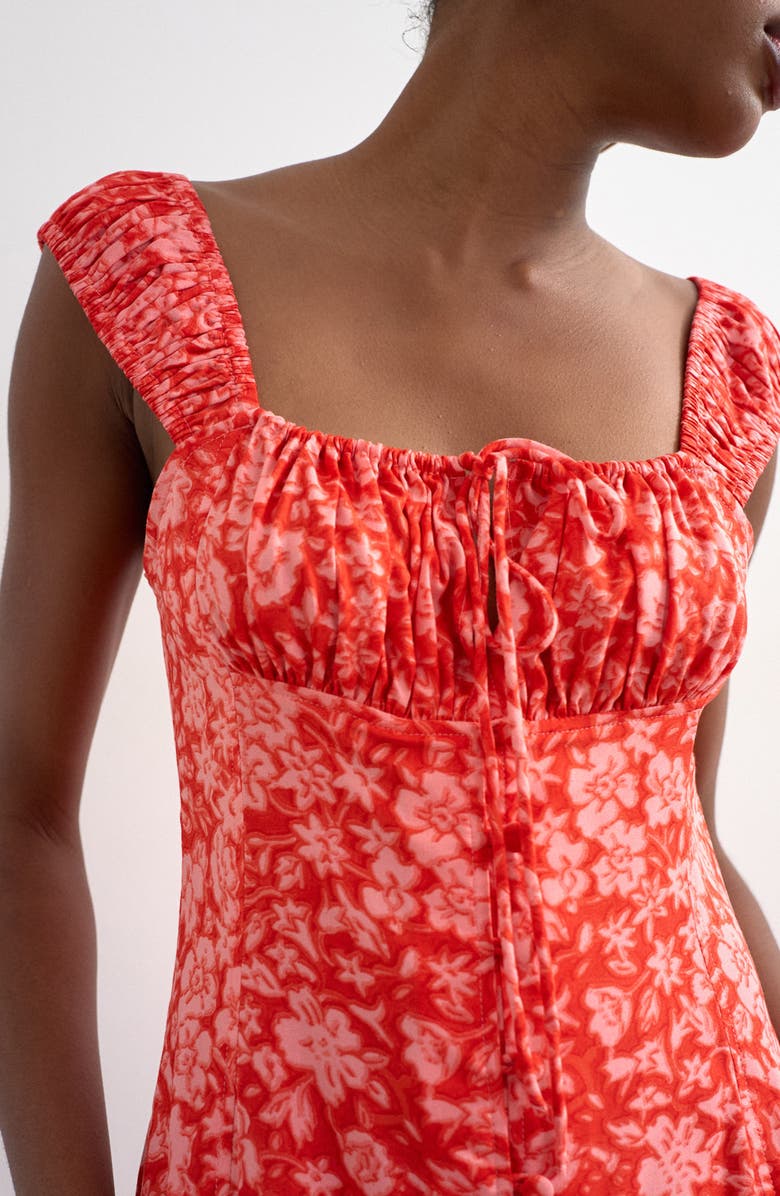 Topshop Button Front Cap Sleeve Maxi Dress, Alternate, color, Red