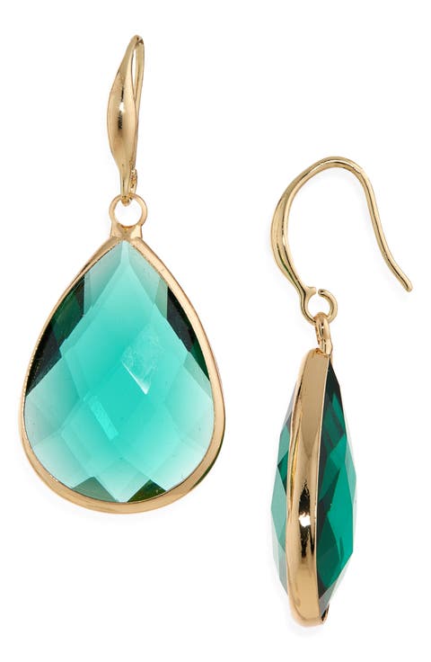 Glass Stone Drop Earrings