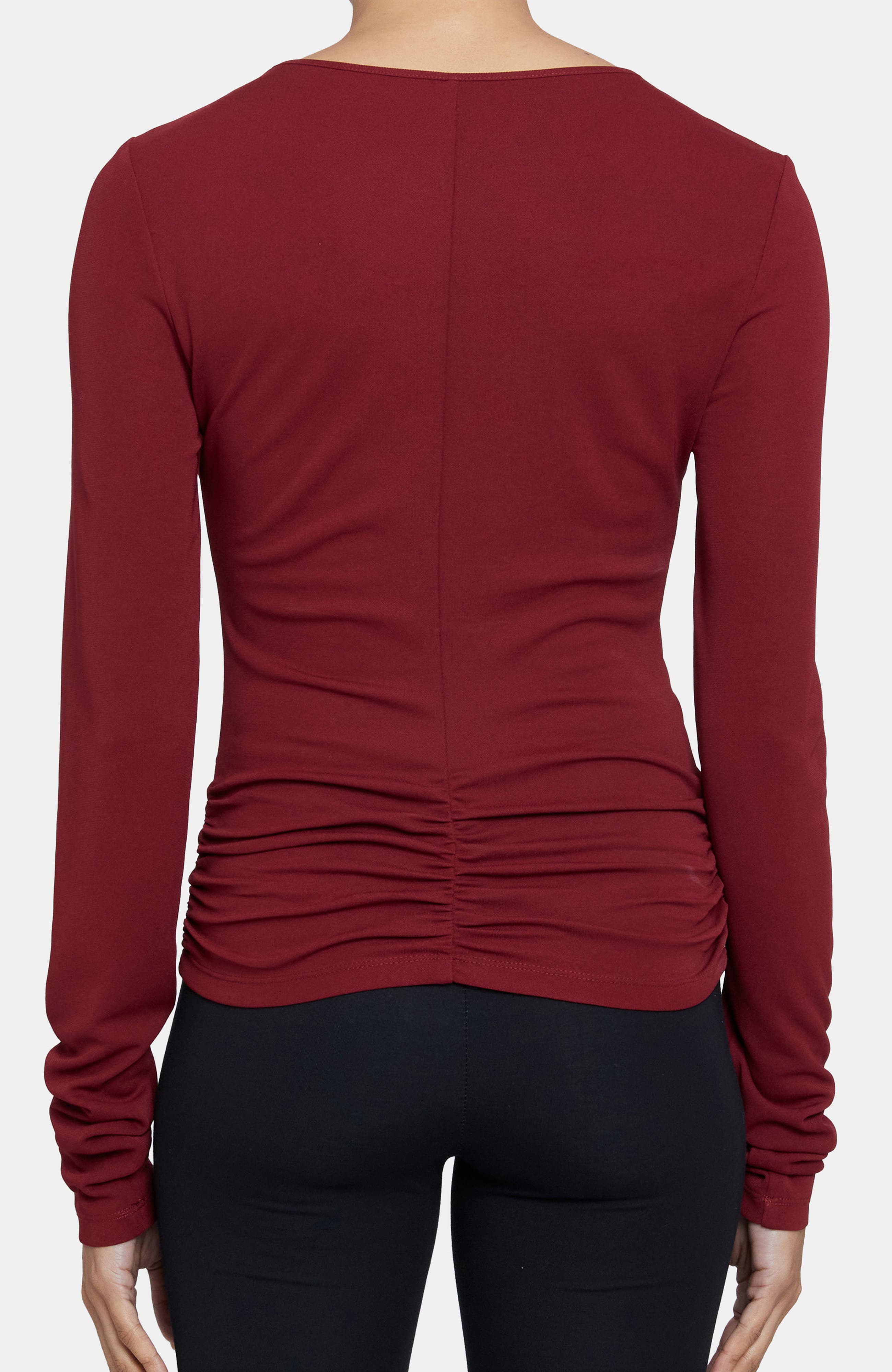 Clea Long Sleeve Fitted Top with Front Ruching - image 2