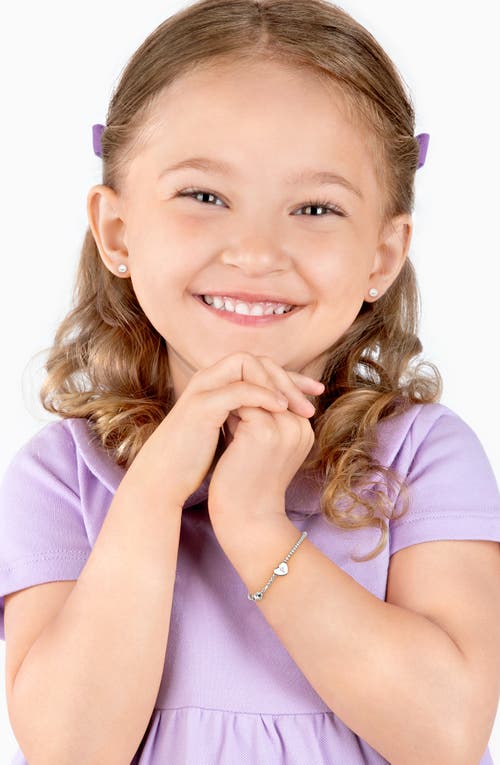 Tiny Blessings Sterling Silver Dainty Heart & Engraved Initial 5.25" Bracelet In Metallic