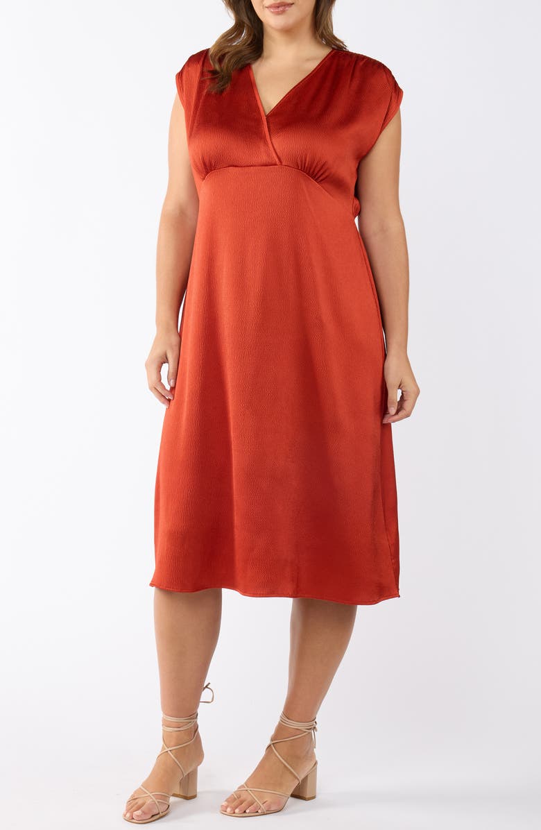 Estelle Burning Desert Satin Dress, Alternate, color, Rusty Orange