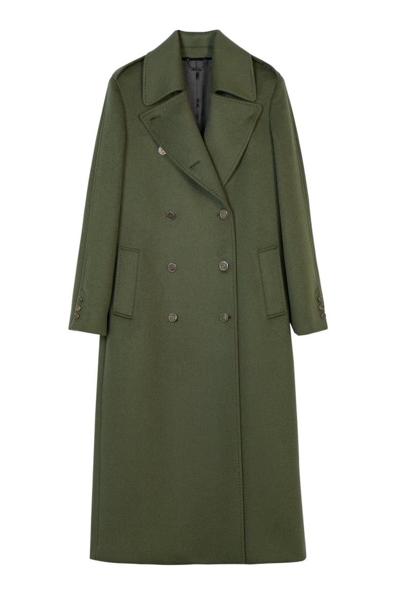 Double-Breasted Cashmere Coat, Alternate, color, avocado