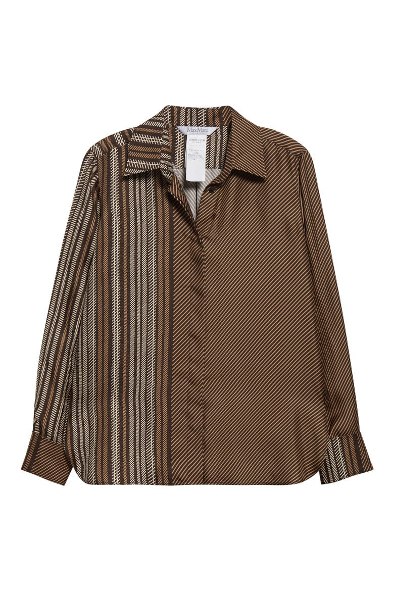 Shaker Stripe Silk Top, Alternate, color, CHOCOLATE