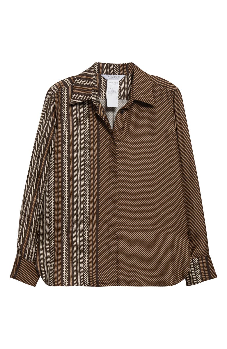 Max Mara Shaker Stripe Silk Top, Alternate, color, Chocolate