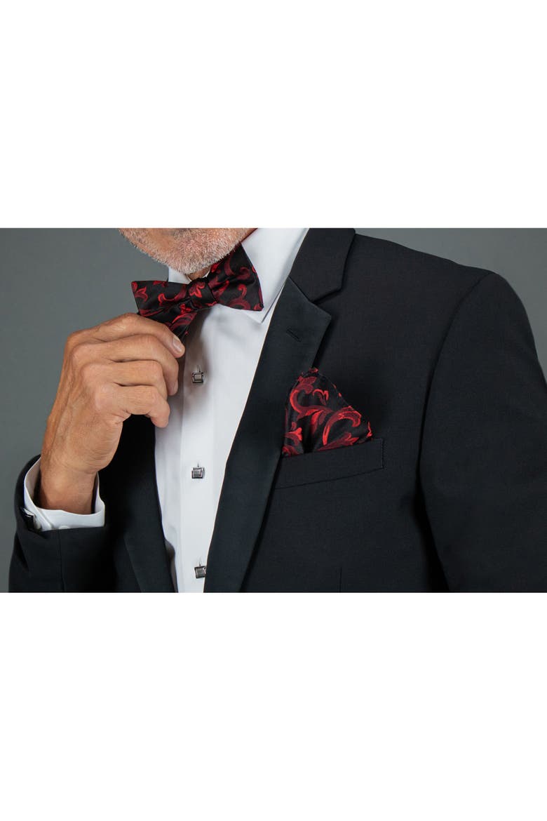 Christian the Romantic Brocade Silk Pocket Square, Alternate, color, Red