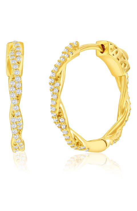 Cubic Zirconia Twisted Hoop Earrings