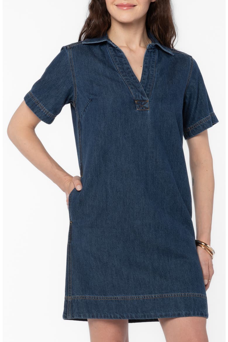 Briella Denim Popover Dress, Alternate, color, DEEP INDIGO