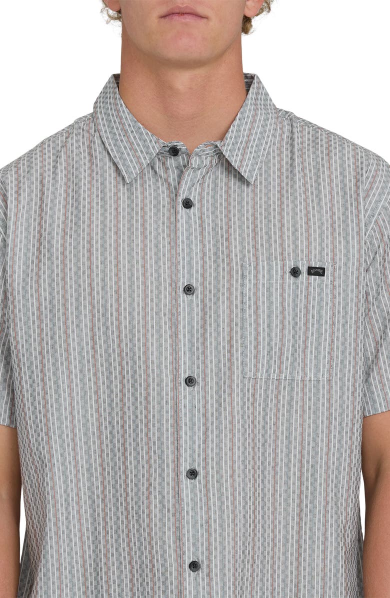 Billabong Sundays Stripe Jacquard Short Sleeve Cotton Button-Up Shirt, Alternate, color, 