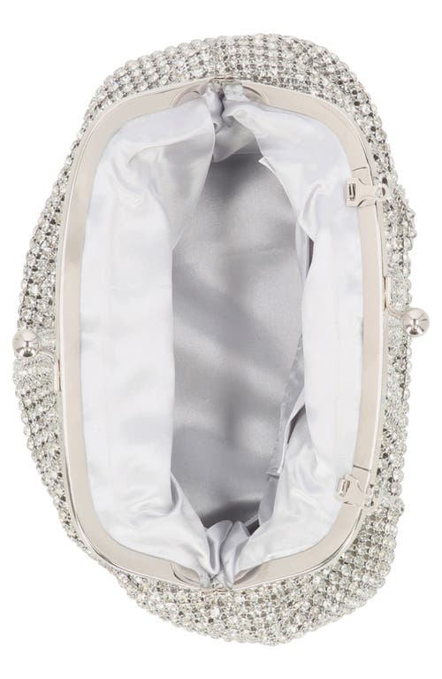 Jessica Mcclintock Elsie Frame Top Rhinestone Clutch In Silver