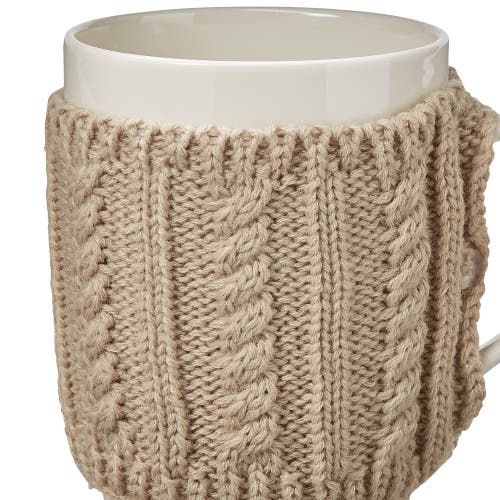 Tag Warm Wishes Taupe Sweater Mug 18oz Bone China Drinkware In Brown