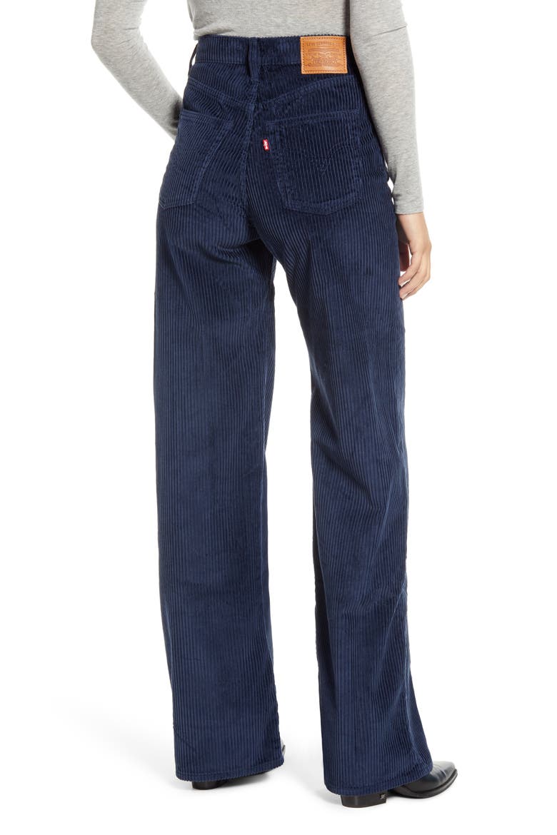 Levi's® Ribcage Wide Leg Corduroy Pants, Alternate, color, NAVY BLUE CORD