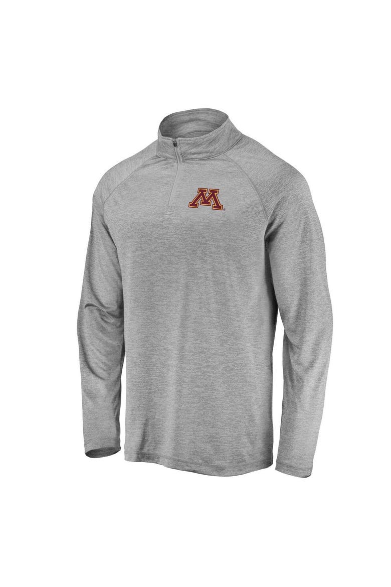 Men's Fanatics Branded Gray Minnesota Golden Gophers Striated Raglan Lightweight Quarter-Zip Top, Alternate, color, Gray