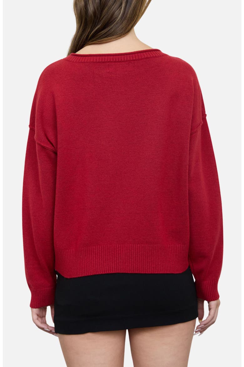 Boatneck Sweater, Alternate, color, RED