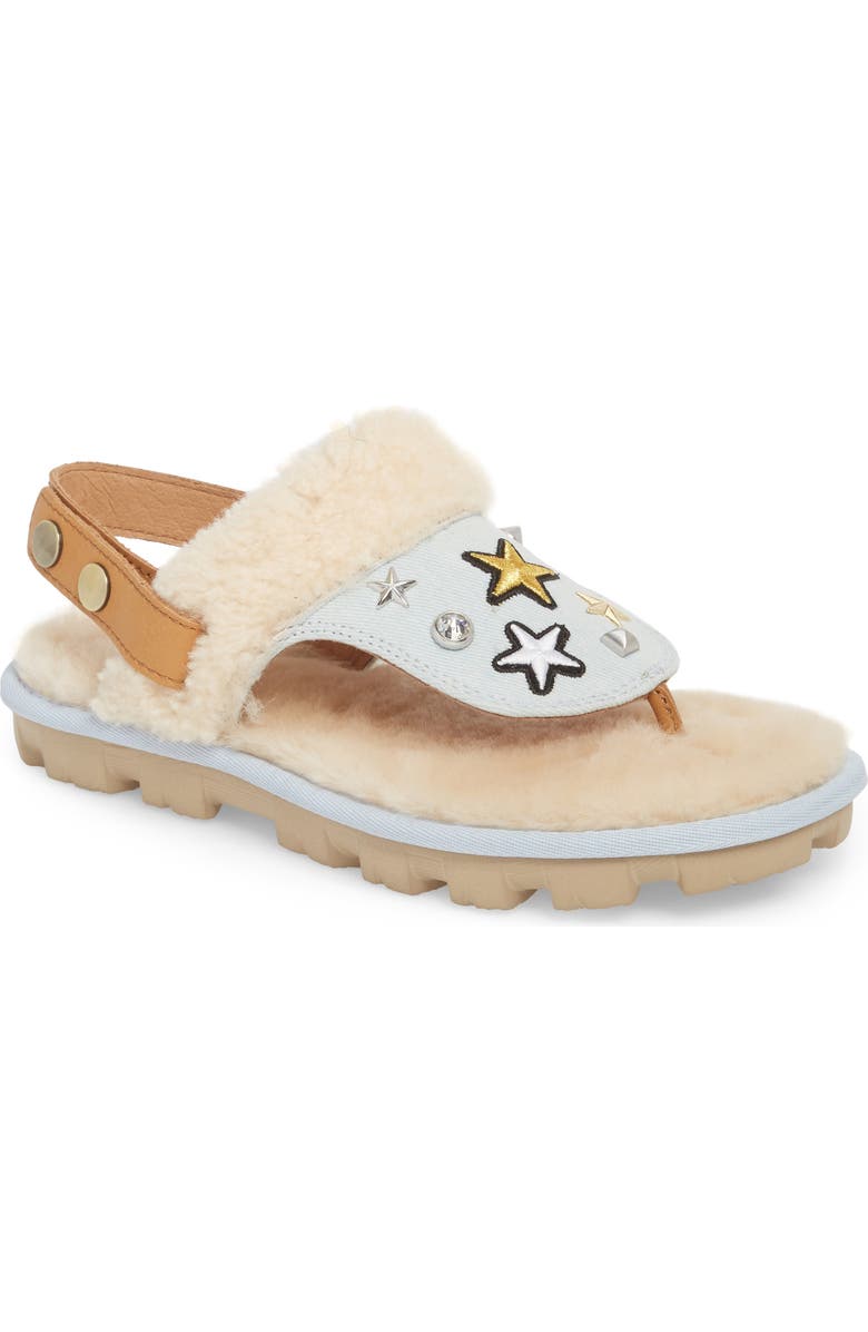 UGG<sup>®</sup> Patch It Slingback Sandal with Genuine Shearling Trim, Main, color,