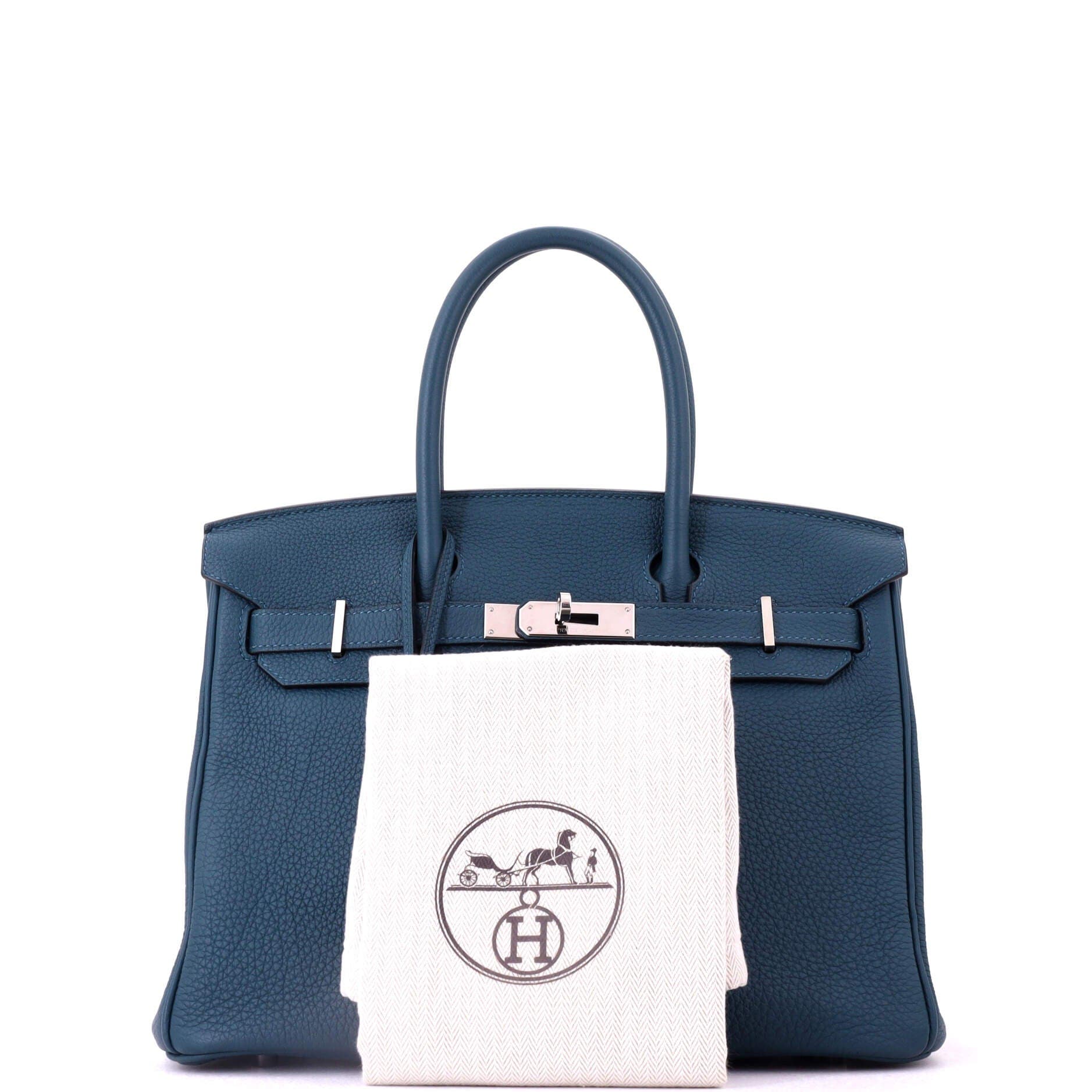 Pre-Owned Hermes Birkin Handbag Blue Togo with Palladium Hardware 30, Alternate, color, Colvert