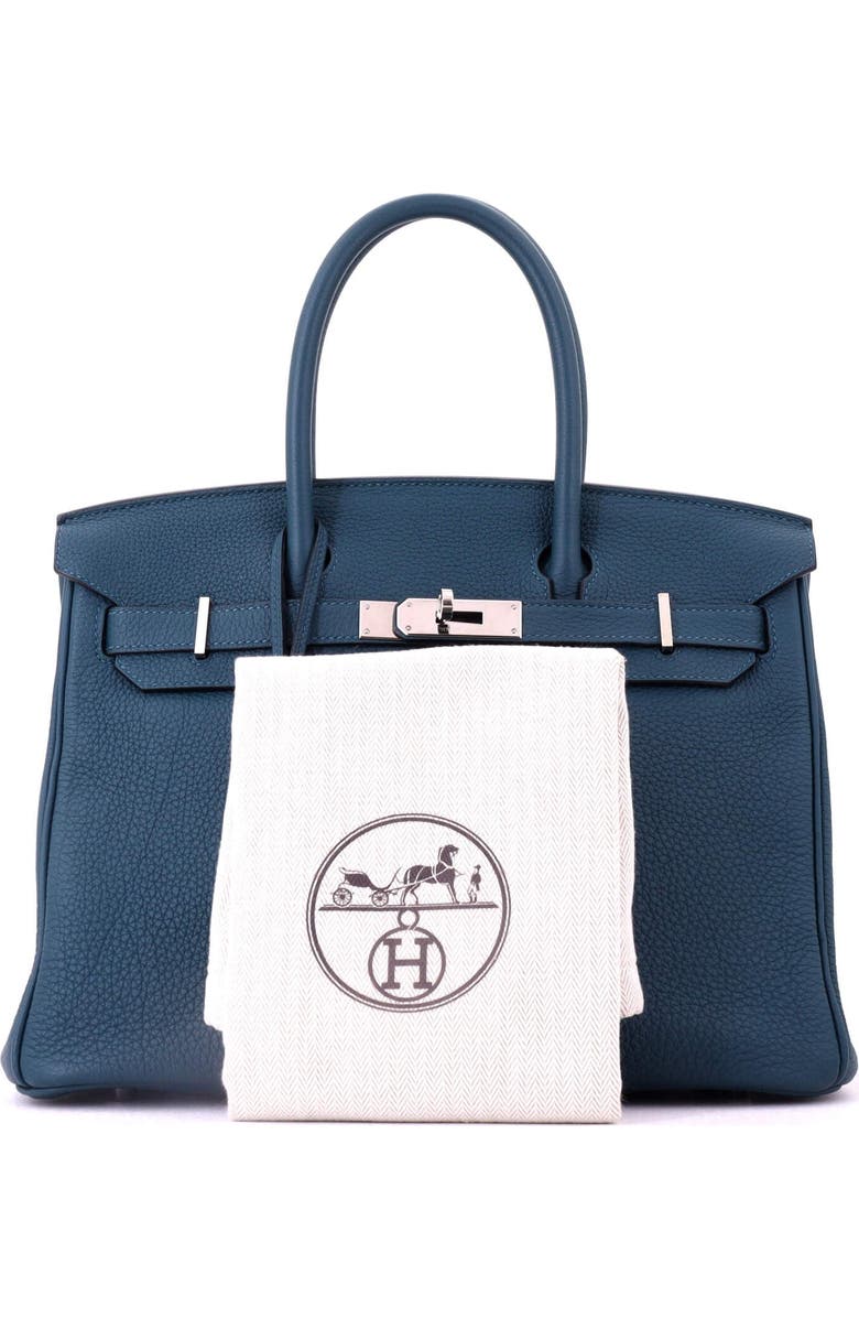 Pre-Owned Hermes Birkin Handbag Blue Togo with Palladium Hardware 30, Alternate, color, Colvert
