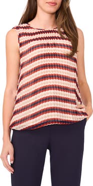 Halogen® Stripe Pleated Sleeveless Top