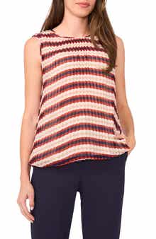 Halogen® Stripe Pleated Sleeveless Top