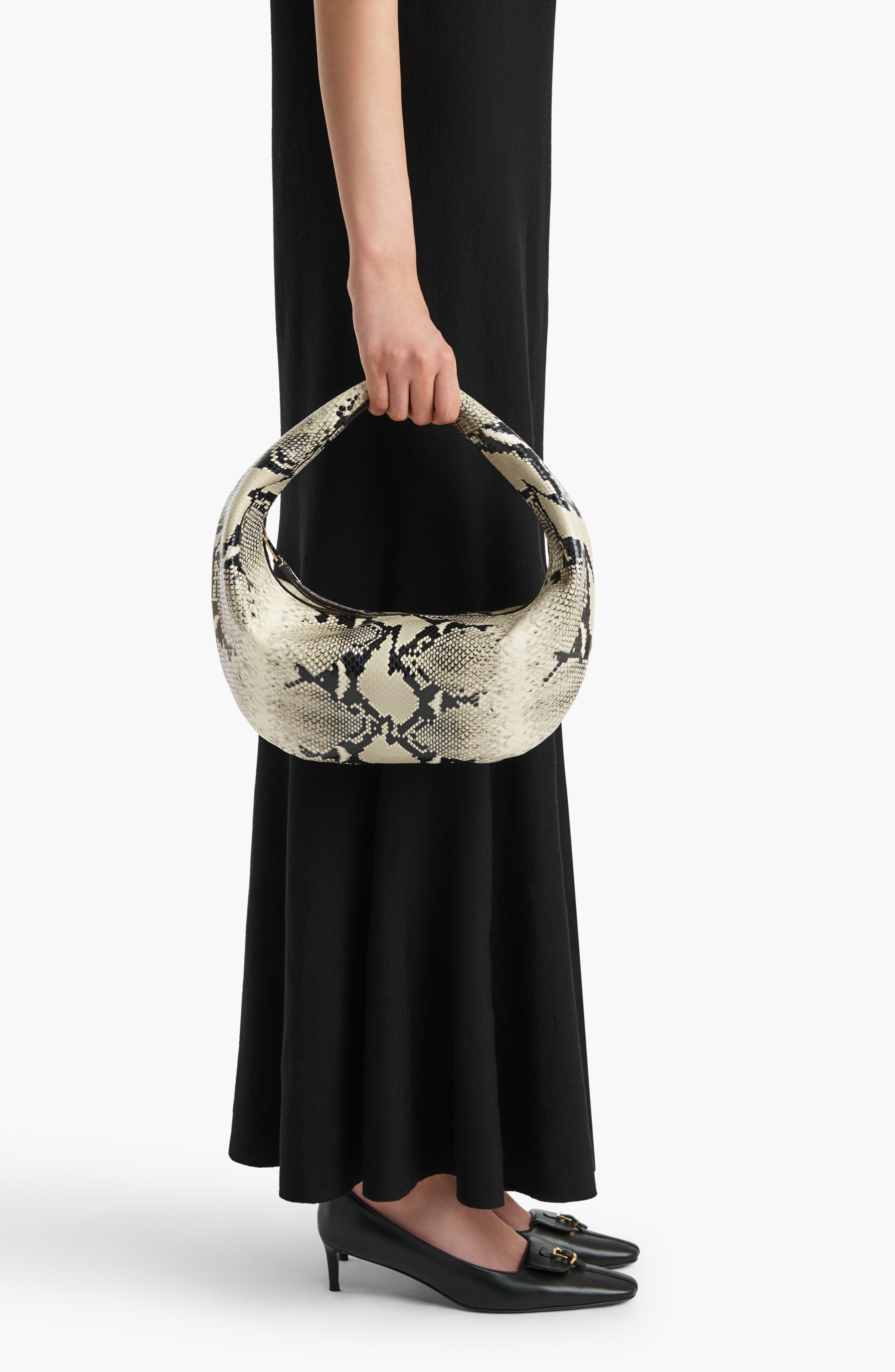 Khaite Medium Olivia Snakeskin Embossed Leather Hobo Bag, Alternate, color, Natural 121
