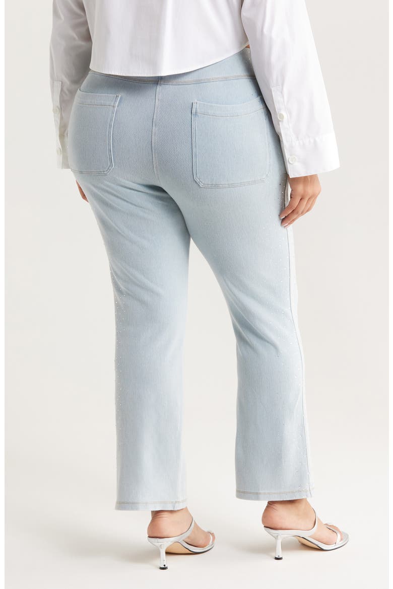 Crystal Embellished Pull-On Baby Bootcut Ankle Jeans, Alternate, color, TINTED BLUE