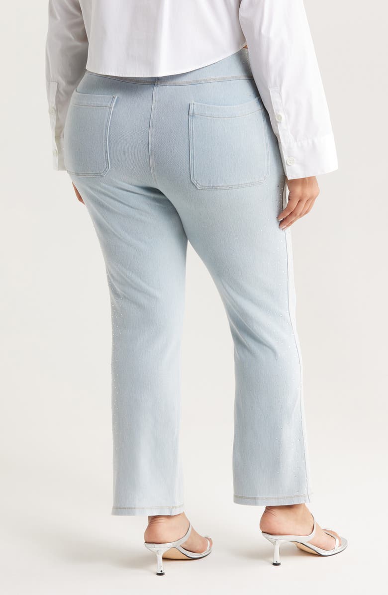 Lysse Crystal Embellished Pull-On Baby Bootcut Ankle Jeans, Alternate, color, Tinted Blue