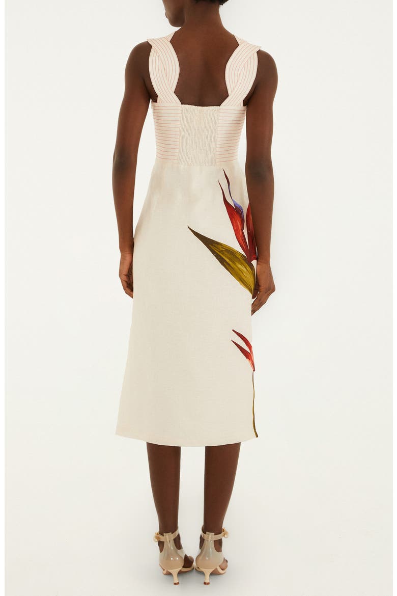 Strelitzia Placed Floral Linen Dress, Alternate, color, SAND