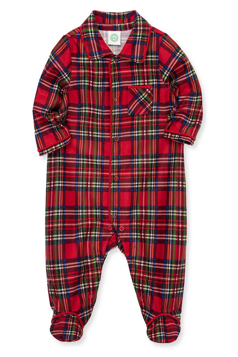 Kids' Plaid Notch Collar Footie, Alternate, color, PLAID