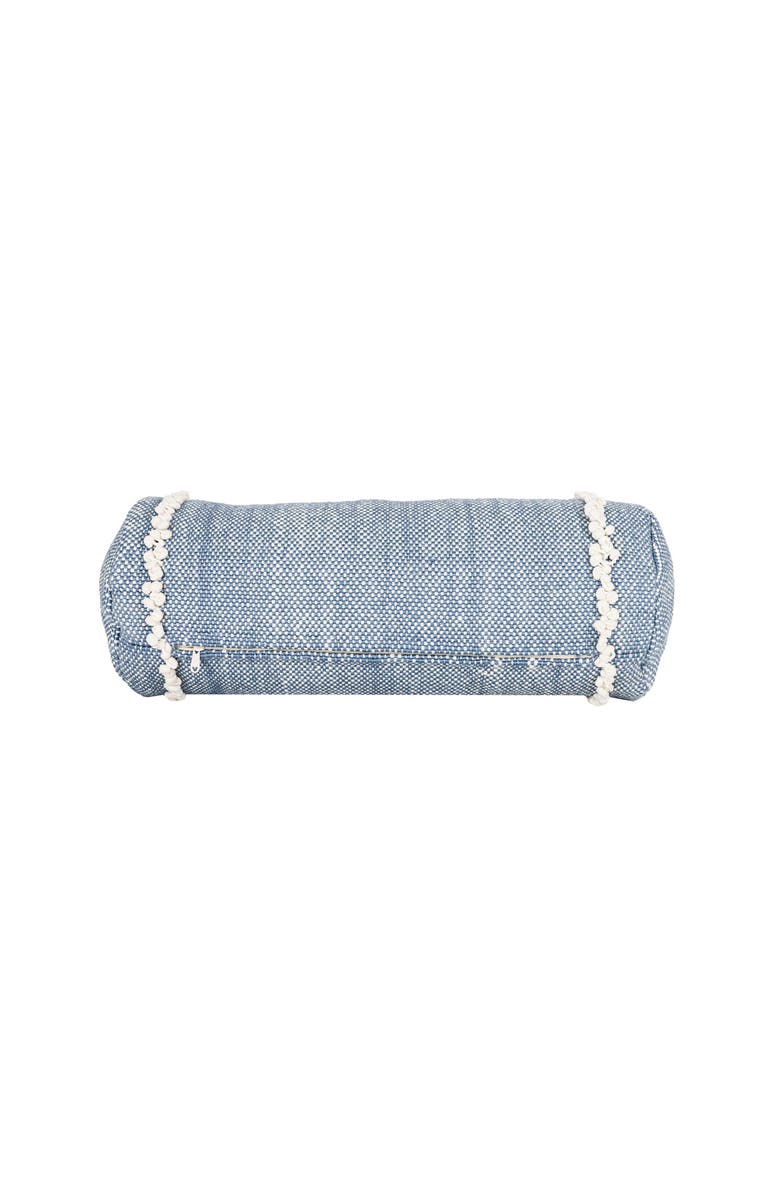 Foreside Home and Garden Waki Blue Bolster Filled Decorative Indoor/Outdoor Accent Pillow, 14" x 25", Alternate, color, Blue