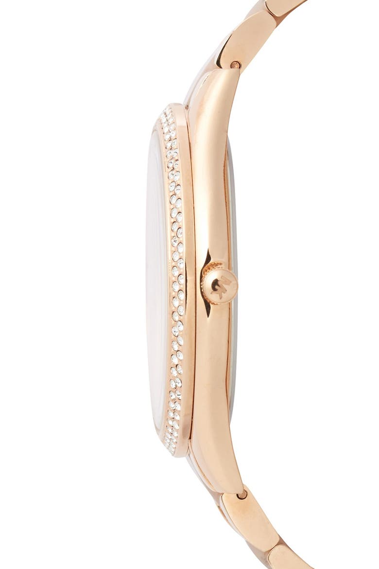 'Blair' Crystal Bezel Two-Tone Bracelet Watch, 39mm, Alternate, color, ROSE GOLD/ BLUSH
