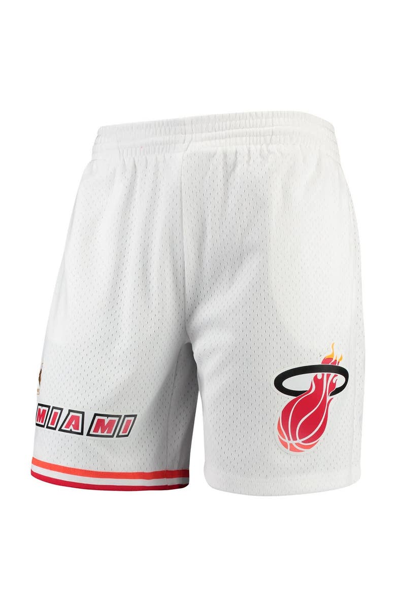 Mitchell & Ness Men's Mitchell & Ness White Miami Heat Hardwood Classics Team Swingman Shorts, Alternate, color, White