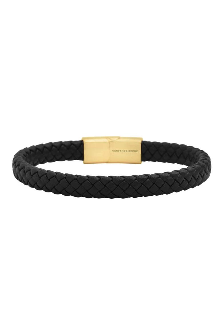 Men's Woven Leather Bracelet, Alternate, color, GOLD