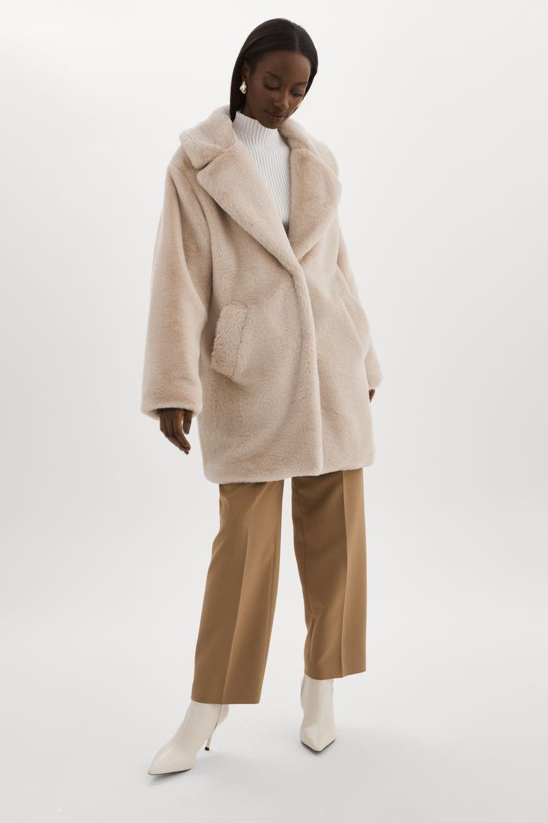 LINNEA | Faux Fur Coat, Alternate, color, Oat