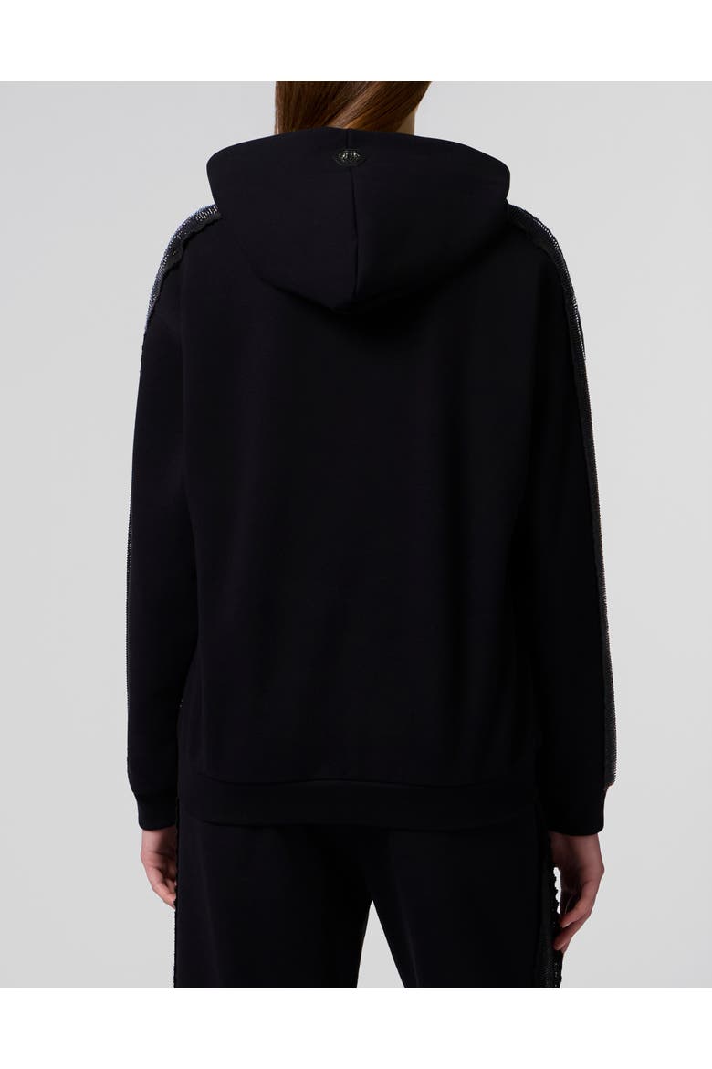 Zip Hoodie Strass Band Women, Alternate, color, black
