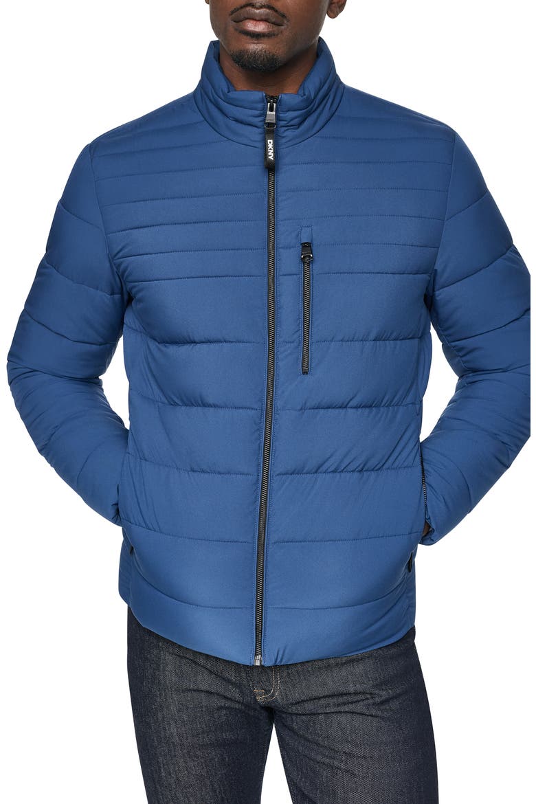 Stretch Puffer Jacket, Main, color, DENIM BLUE