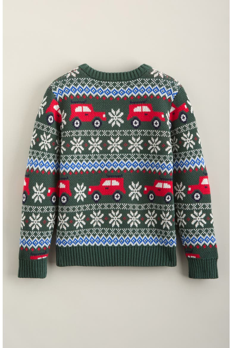 Kids' Fair Isle Cotton Sweater, Alternate, color, GREEN TREKKING FAIRISLE TRUCK