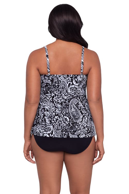Trimshaper Terri Adjustable Neckline Tankini Swimsuit Top In Black