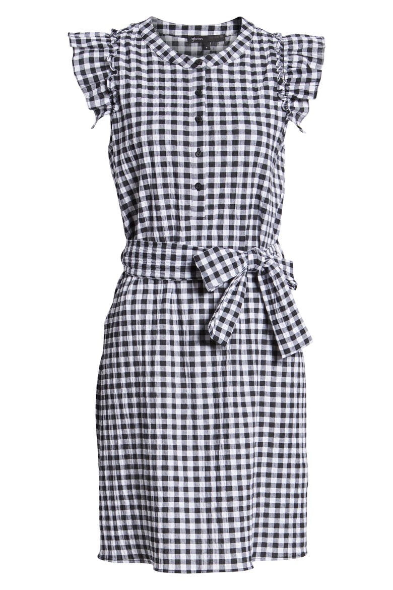 Gibson x Hi Sugarplum! Flamenco Ruffle Trim Dress (Nordstrom Exclusive), Alternate, color, BLACK GINGHAM