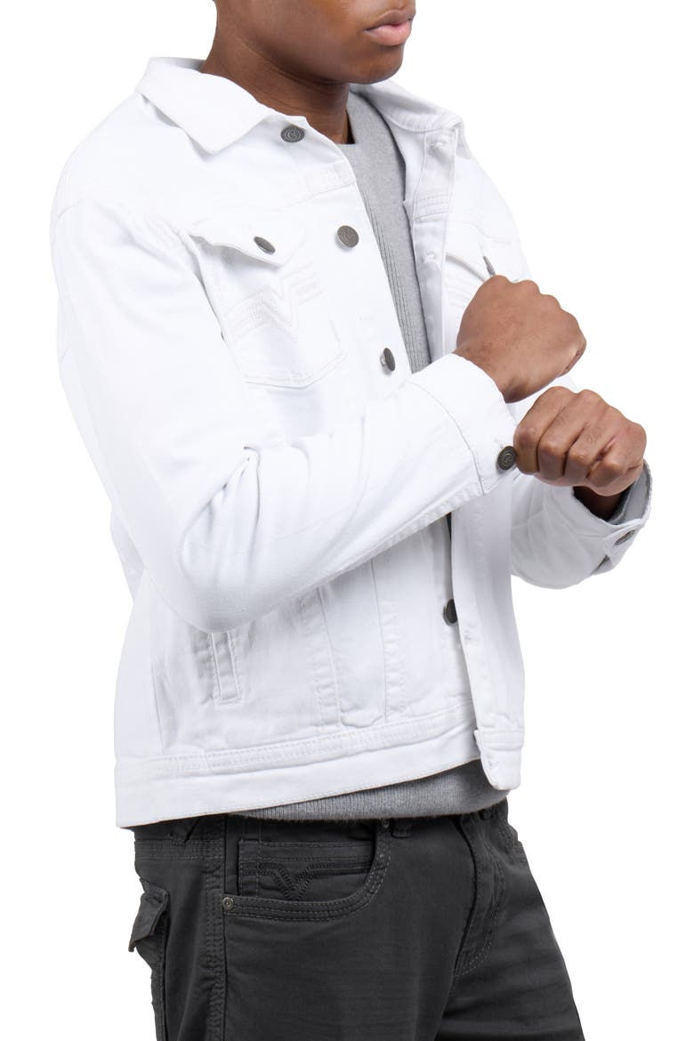 Saddle Stitch Denim Jacket, Alternate, color, WHITE