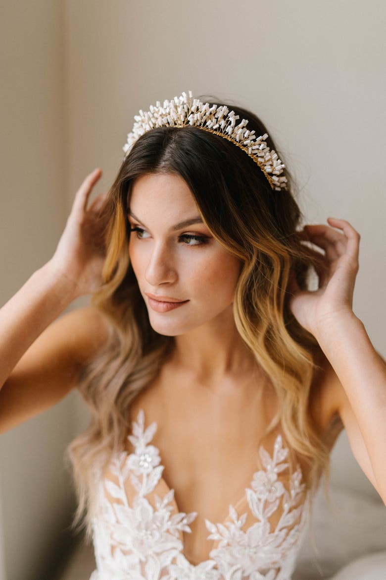 Veda Bridal Tiara, Main, color, Gold