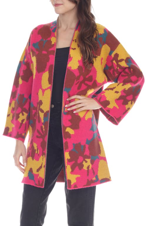Rain And Rose Abstract Duster Cardigan In Pink
