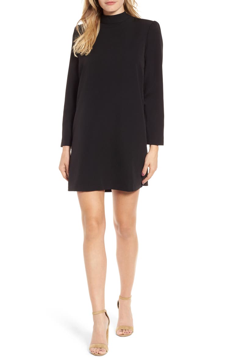 Halogen Bow Back Ponte Shift Dress, Alternate, color, BLACK