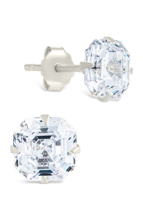 Asscher-Cut Cubic Zirconia Stud Earrings
