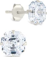 Sterling Forever Asscher-Cut Cubic Zirconia Stud Earrings