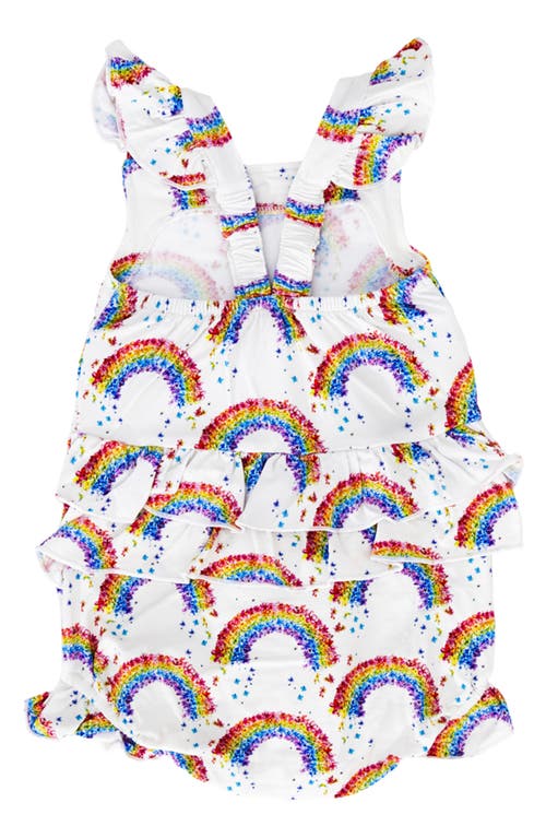 Coco Moon Flower Shower Print Tiered Ruffle Bodysuit In Multi