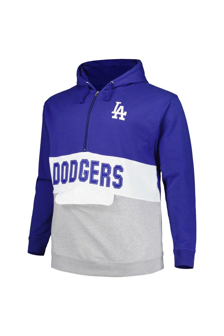 Men's Royal/White Los Angeles Dodgers Big & Tall Fleece Half-Zip Hoodie, Alternate, color, Royal